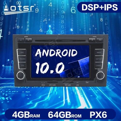 Android 10.0 PX6 4G+64GB DSP Car GPS Navigation for A4 S4 RS4 2003-2012 Auto Stereo DVD Player Multimedia Radio Audio Head Unit