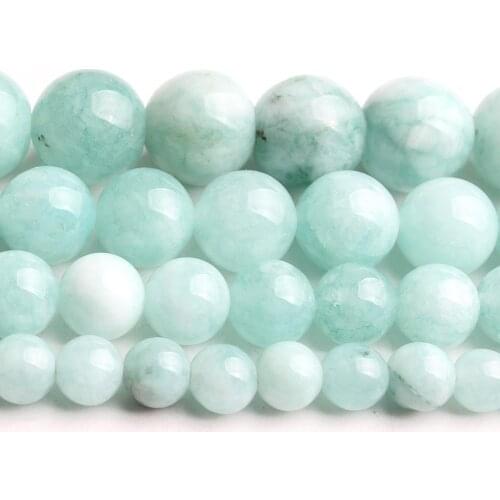6/8/10/12mm Natural Cyan-Blue Angelite Stone Beads Round Loose Spacer Beads DIY For Jewellery Making Bracelets 15' 'Strand