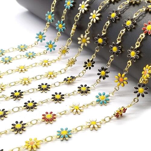 1M Handmade Chain Exquisite Copper Chain Daisy-shaped Jewelry Chain Used for DIY Handmade Necklace Bracelet Jewelry Accessories