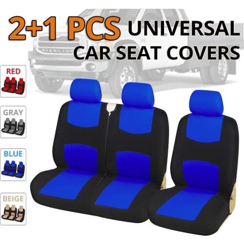 1+2 Seat Covers Blue Car Seat Cover Truck Interior Accessories for Renault Peugeot Opel Vivaro, Fit Universal Transporter/Van