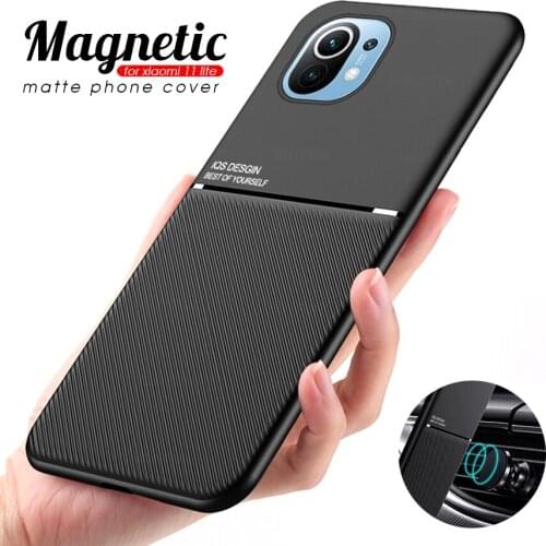 Mi 11lite case leather texture car magnetic holder phone cover for xiaomi mi11 mi 11 lite xiaomi11lite silicone soft frame coque
