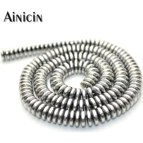 Black Silver Color 2x6mm UFO Shape Flat Roundel 16'' Strand Loose Beads Fashion DIY Jewelry Making Findings 10strand/lot