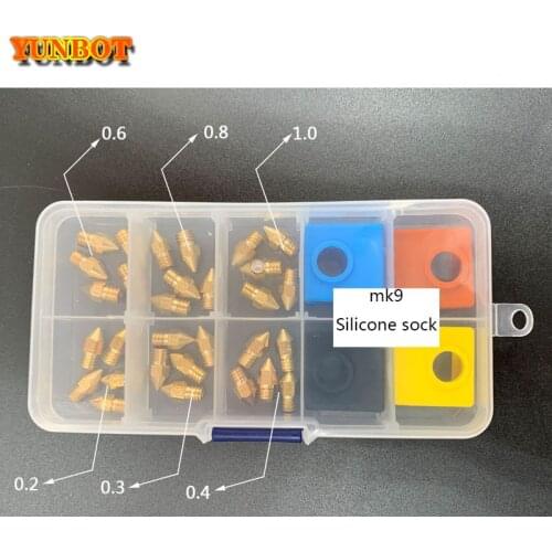 3D printer parts MK8 Extruder Nozzle Extruder Print Head 0.2/0.3/0.4/0.6/0.8/1.0/mk9 Silicone sock for Creality CR-10 Ender3