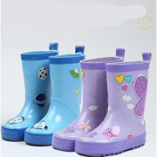 Kids Children Rain Boots Cute Waterproof Boy Girls Non-slip Rainboots Baby Toddler Rain Wear Flat Kid Cartoon Lovely Water Shoes