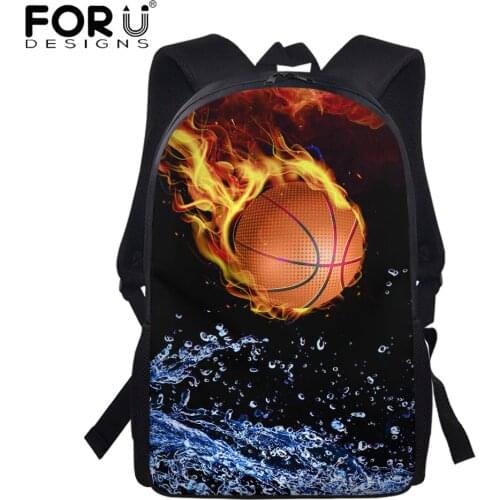 FORUDESIGNS Basketball and Football on Fire Pattern Schoolbags New Fashion Backpack for Primary Student Casual Campus Bags 2021