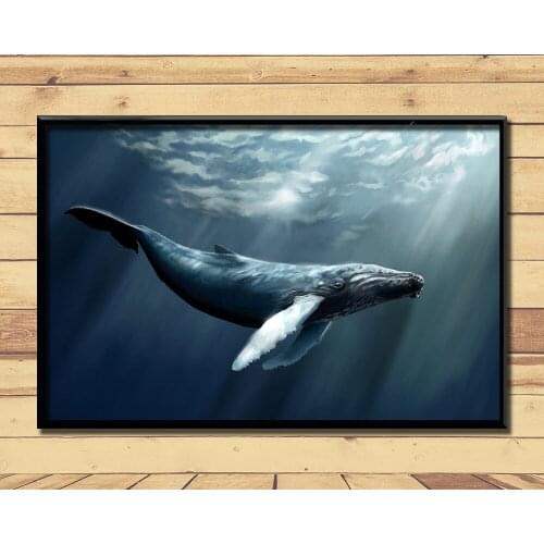 Humpback Whale Ferocious Giant Marine Animal right (6) Wall Posters Prints Silk Art Painting For Home Wall Bedroom Decor