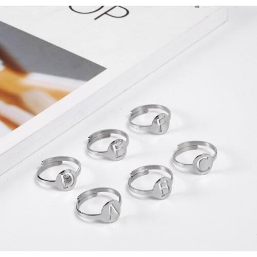 OUFEI Stainless Steel Letter Ring Best Friend Charm Adjustable Size Jewelry Accessories Mass Effect Wholesale Lots Bulk