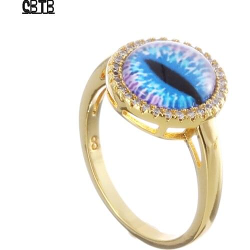 Golden Cool Circle Lucky Demon Eye Unisex Ring Personality Funny Punk Street Style Top Quality Jewelry Holiday Gift