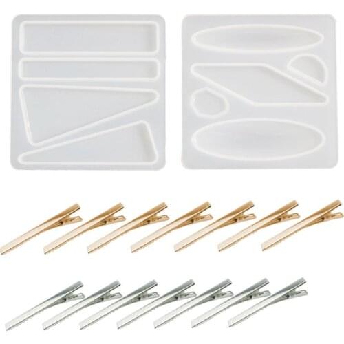 Crystal Epoxy Resin Mold Hair Clip Barrette Casting Silicone Mould Handmade DIY Crafts Jewelry Making Tool