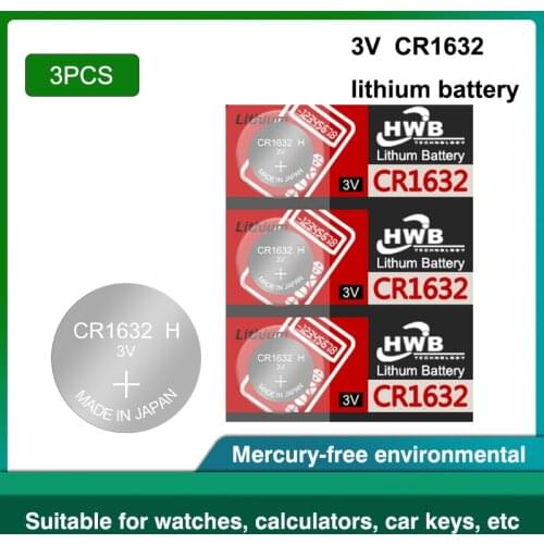 3pc cr1632 3v button cell coin lithium batteries for maxell watch car toy BR1632 ECR1632 DL1632 KCR1632 LM1632 KL1632