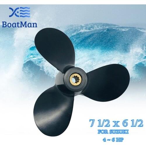Boat Propeller 7 1/2x6 1/2 For Suzuki Outboard Motor 4-6 HP Aluminum 10 Tooth Spline Engine Part 58110-91JM0-019