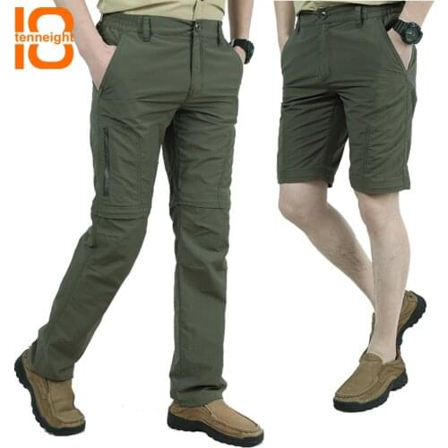 TENNEIGHT Quick Dry Hiking Pants Men detachable Sport Waterproof Pants Summer breathable outdoor trousers Trekking Fishing pants