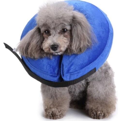 Inflatable Pet Collars Puppy Large Dog Zipper Plush PVC Adjustable Anti-bite Wound Healing Protective Neck Ring Dogs Supplies