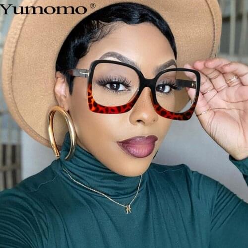 2021 Square Optical Frame Eyeglasses Women Men Fashion Glasses Frames Retro Leopard Clear Prescription Frame Lady