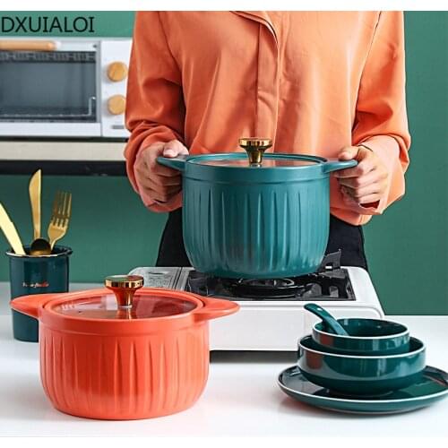 Simple household casserole ceramic soup pot stew pot soup porridge pot high temperature resistant restaurant hotel stew pot