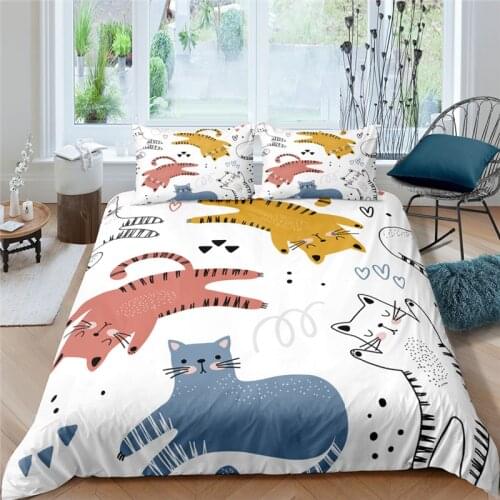 Luxury 3D Cartoon Animals Print 2/3Pcs Kids Bedding Set Comfortable Duvet Cover Pillowcase Home Textile Queen and King Size