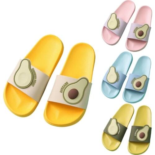 Women Men Couple Summer Non-Slip Slippers Cute Avocado Fruit Bright Candy Color Home Beach Open Toe Slide Sandals Shoes