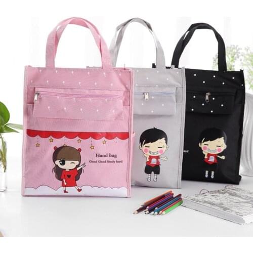 School Large Canvas A4 File Folder Kids Document Bag Tutorial Bag Paper Storage with Zipper