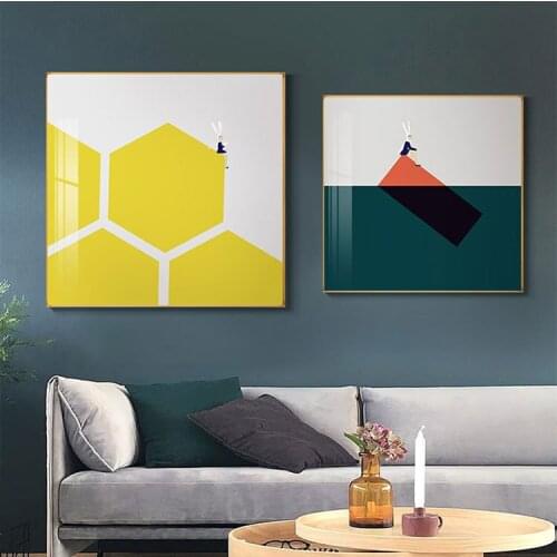 Nordic Ins Wind Childrens Room Decoration Painting Boy and Girl Bedroom Painting Abstract Small Fresh Background Wall Painting