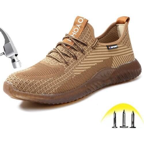 Steel toe Safety Shoes Mens Wear resistant Soft Breathable Protect Shoes Puncture Proof Lightweight Construction Work Boots