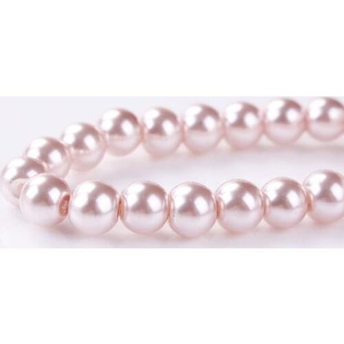 Glass Limited Pearl Beads For Jewelry DIY Findings Round Korea Pink Beads For Handmade Components Charms About 4mm Dia, 1 Strand