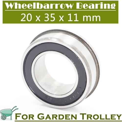 Wheelbarrow Bearing 20x35x11mm ( 1 Pc ) Garden Trolley Ball Bearings With Flanged