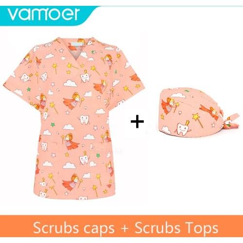 Scrub tops women uniform V-neck Beauty Salon Nursing Unisex Breathable Surgery Uniform Medical dentistry doctor overalls