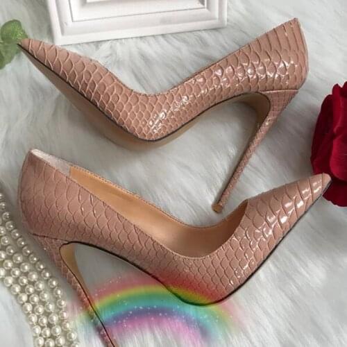 Nude Snake Pumps Pointed Toe Sexy High Heeled Shoes Women Summer Shoes Fashion Sandals Red Bottom Womens Stilettos Spring
