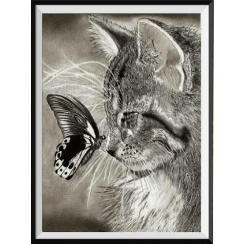 Animal Cut Cat Printed Fabric 11CT Cross Stitch Full Kit Embroidery DMC Threads Sewing Craft Handiwork Knitting Different