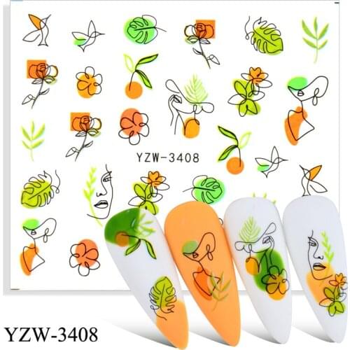 FWC 2021 New Water Nail Stickers Flower Leaves Nail Art Water Transfer Stickers Decals Watermark Tattoo Manicure Decorations
