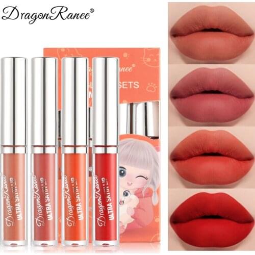 3 Style Lip Gloss 4 Colors Velvet Matte Liquid Lipstick Waterproof Long Lasting Not Stick Cup Lip Gloss Lip Makeup Cosmetics