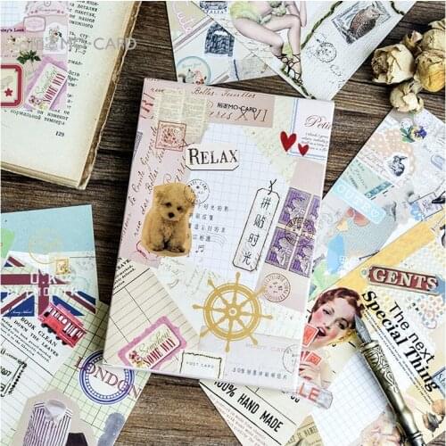 30Sheets/Set Creative Collage Time Postcard/Greeting Card/Message Card/Birthday Letter Envelope Gift Card