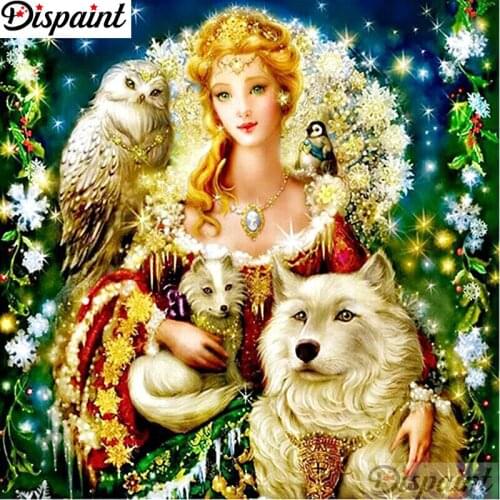 Dispaint Full Square/Round Drill 5D DIY Diamond Painting "Queen wolf" Embroidery Cross Stitch 3D Home Decor A12146