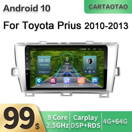 Android 10.0 4GB+64GB DSP RDS car radio GPS map multimedia video player for Toyota Prius 2010 2011 2012 2013 2DIN 8-core