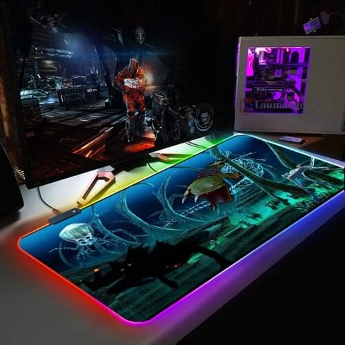 DIY Design mausepad Large Computer Mouse Mat Large LED subnautic Gaming Mouse Pad RGB USB Wired Lighting desk pad not-slip