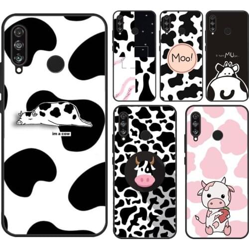 Cow Pattern Black White Case For Huawei P20 P40 Lite Mate 20 10 Lite P30 Pro P Smart 2021 2019 Back Cover Coque