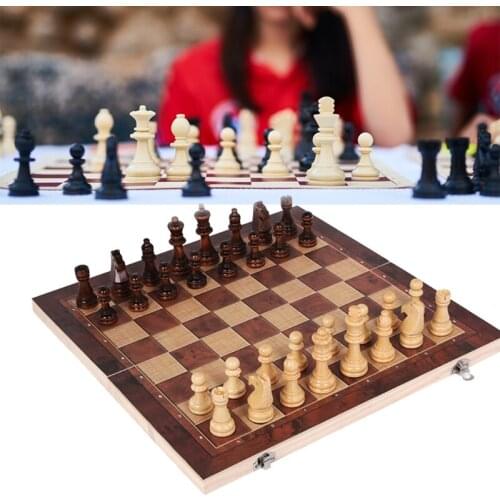 2021 New Wooden Chess Set Folding Magnetic Large Board With 34 Chess Pieces Interior for