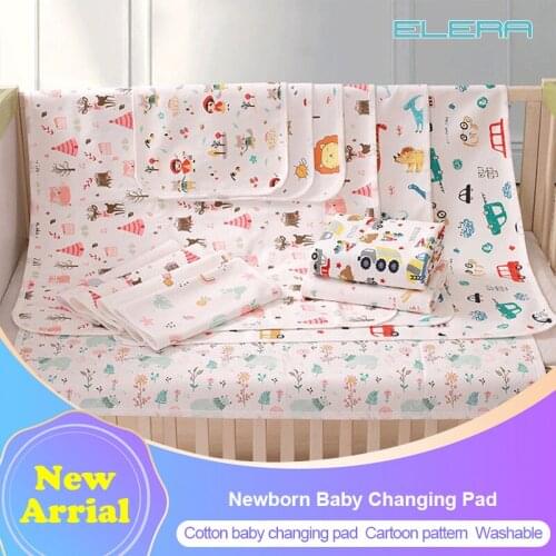 Baby Cotton Changing Pad Waterproof And Breathable Cartoon Pattern Washable Reused Usable In All Seasons Nursing Mattress