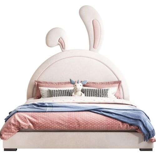 Rabbit childrens bed, girls' princess bed, modern minimalist dream bedroom single cloth bed
