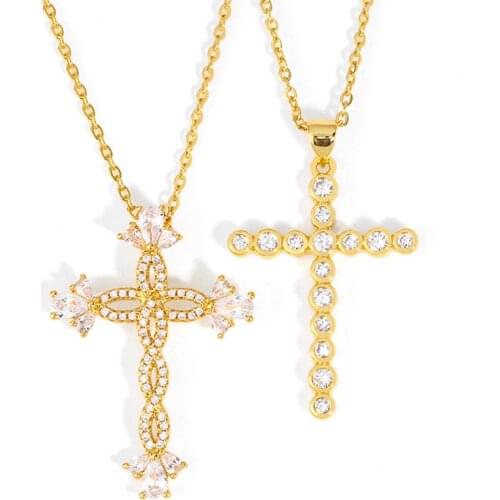 Funmode Hip Hop Designer Charms Cross Pendant Necklace For Women Dress Accessories Female Party Gifts Wholesale FN114