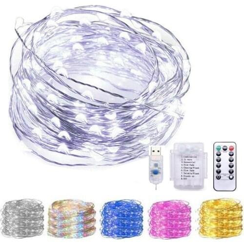 Fairy Lights USB / Battery Operated LED String Lights Remote Control Timer Twinkle String Lights 8 Mode 5m 10m 20m Firefly Light