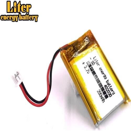 JST 1.25mm 2p 402030 3.7V 200mAh Lithium Polymer LiPo Rechargeable Battery with For Mp3 Camera bluetooth GPS electronic part