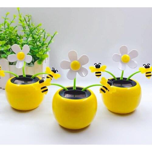 Creative Plastic Solar Power Flower Car Ornament Auto Interior Decorations Flip Flap Pot Swing Kids Toy Decor Accessories