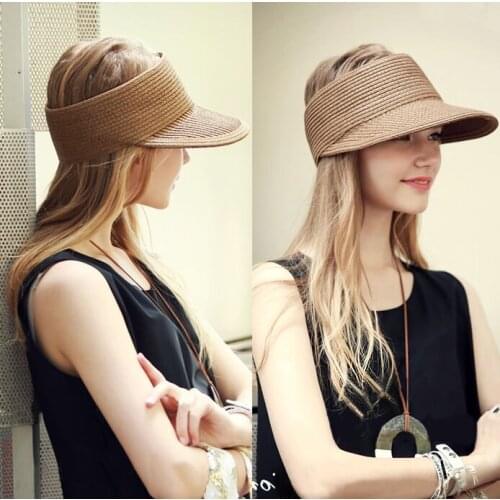 Summer Women Pierced Work Straw Hats Outdoor Sun Visor Caps Large Brim Sea beach Toursim Hats Gorras