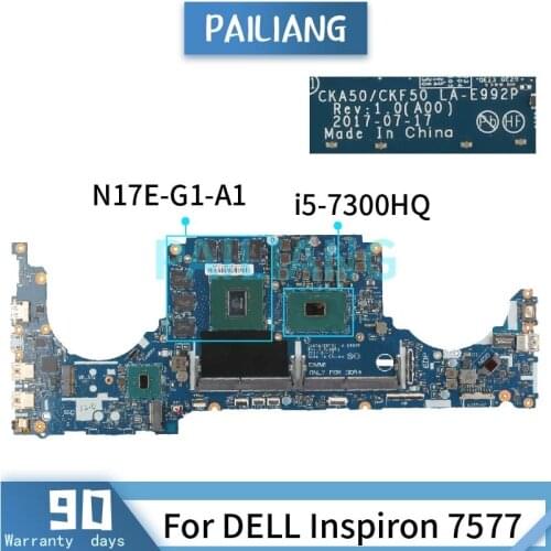 Mainboard For DELL Inspiron 7577 i5-7300HQ 1060 Laptop motherboard CN-0JP90V 0JP90V LA-E992P SR32S N17E-G1-A1 DDR4 tested OK
