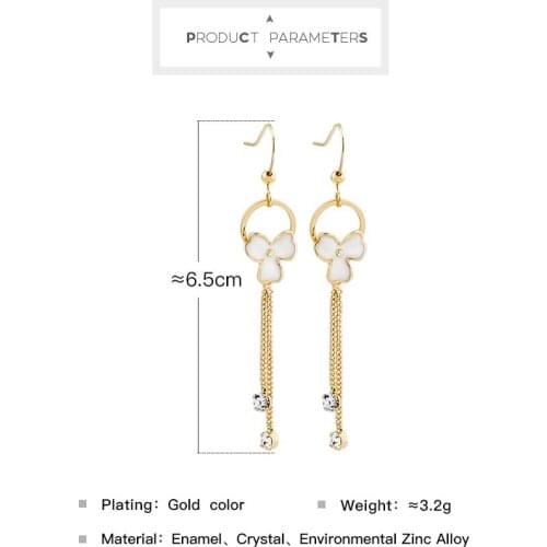 Cute Fashion New Arrival Drop Earring For Women Long Enamel Crystal Pansy Earring Handmade Charming Gift Jewelry