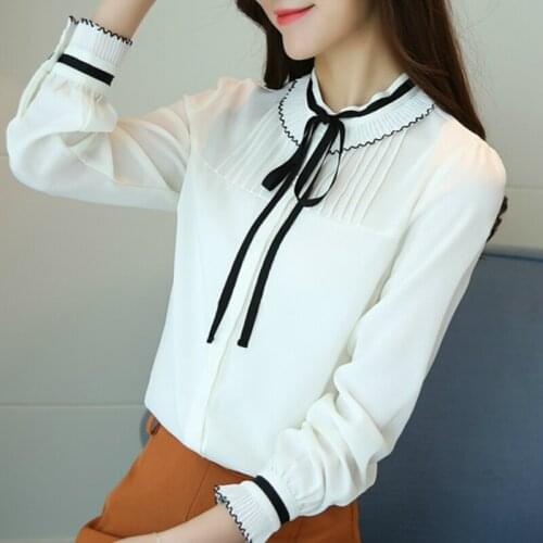 Fashion Woman Blouses 2021 White Blouse Long Sleeve Chiffon Blouse Women Shirts Plus Size Blouse Women Tops Blusa Feminina A521