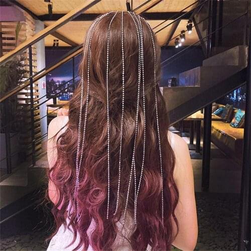 Multi-tassel Long Crystal Headband Hair Hoop Hair Jewelryfor Women Luxury Rhinestone Headpiece Head Chain Accessories Headdress