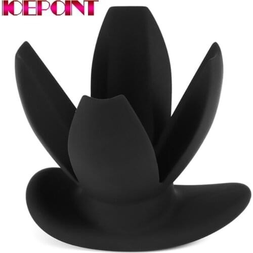 Men Women Silicone Anal Dilator Hollow Petal Tunnel Butt Plug Anal Expander Vaginal Speculum Expansion Sounding Anal Sex Toys