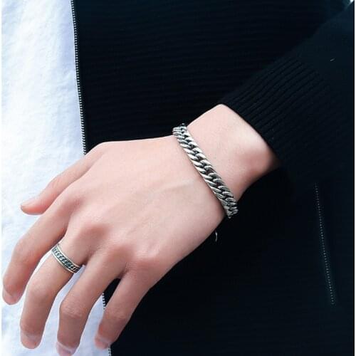 Vnox Chunky Heavy Men Bracelet Cool Miami Curban Link Chain Bracelet Vintage Stainless Steel Punk Gothic Statement Jewelry 8.25"